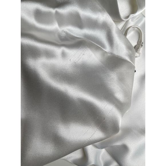 Retrofete Jagger Halterneck High Slit Open Back Satin White Maxi Dress Sz M - Picture 7 of 12